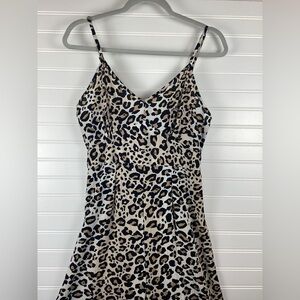 Angie NWT Leopard Print Lightweight Romper Size Medium Jumpsuit tan brown